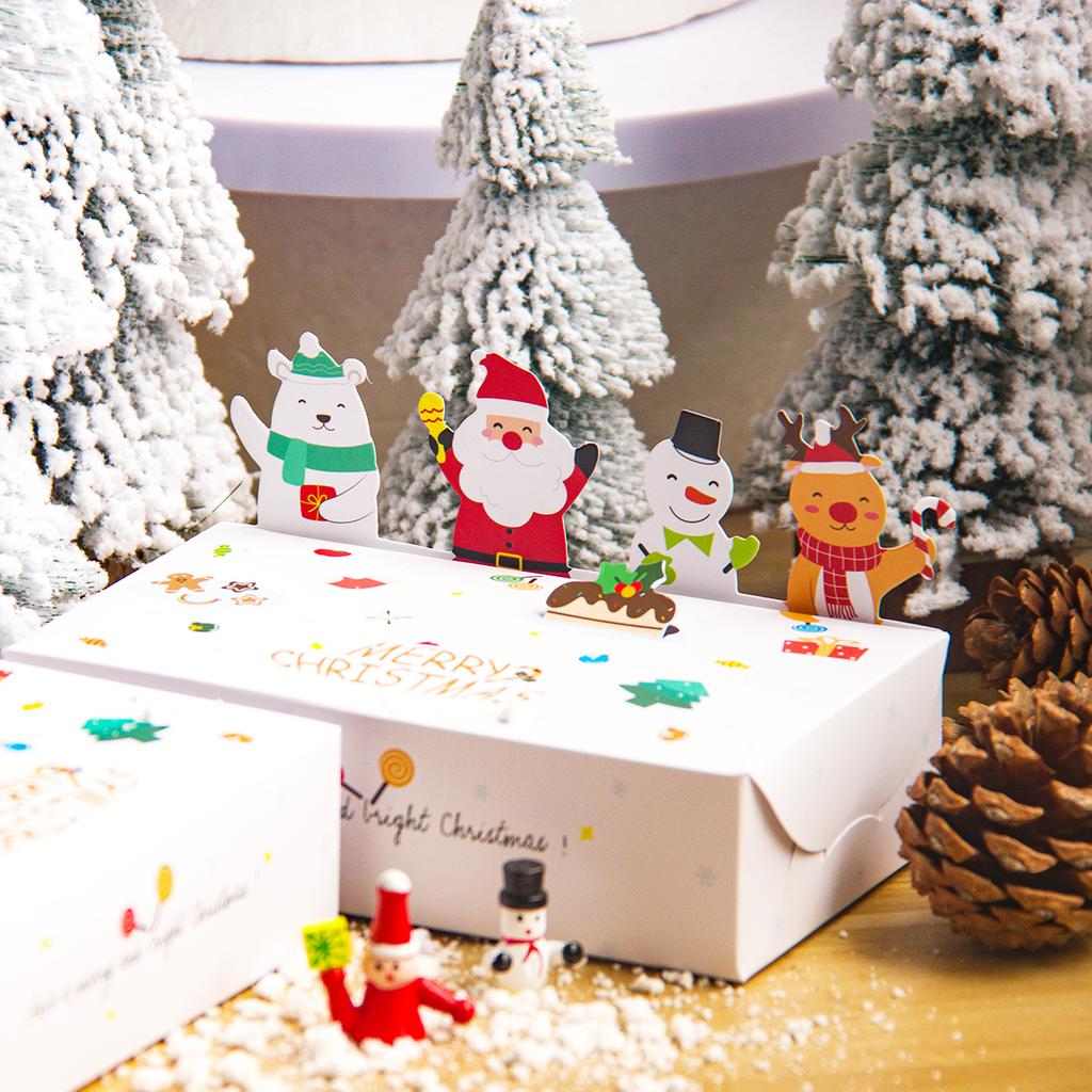 10pcs Merry Christmas Kraft Paper Candy Box Cartoon Cookie Gift Box Packaging Bag 2025 Christmas Party Decoration Xmas Navidad