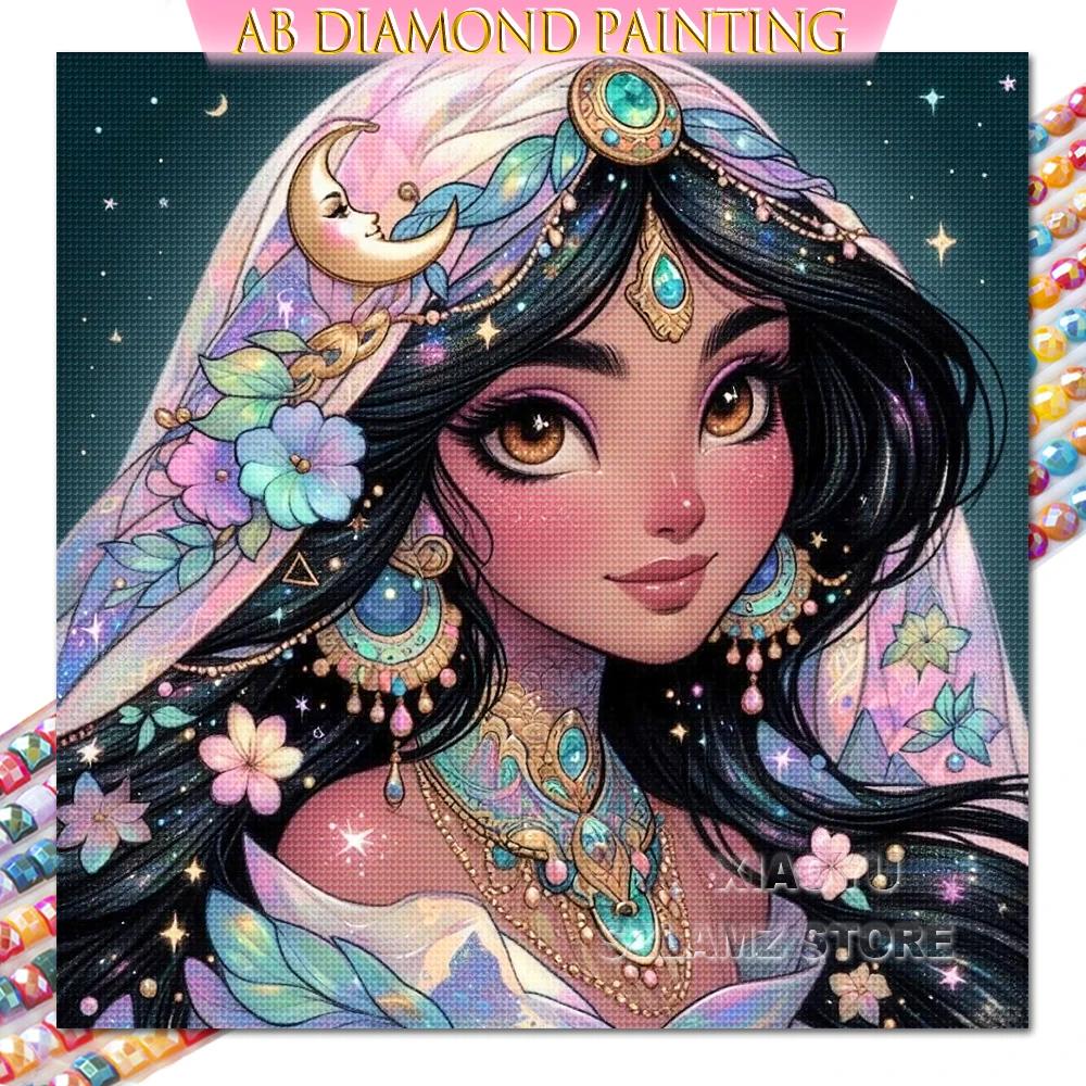 Princess Tiana Diamond Painting Kit AB Round Drills Art Embroidery Mosaic Handmade Gift New Wall Decoration Products