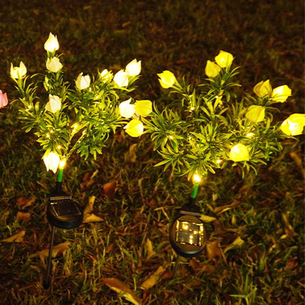 Realistic Outdoor Solar Garden Light 42LED Solar Gardenia Lantern Landscape Decor