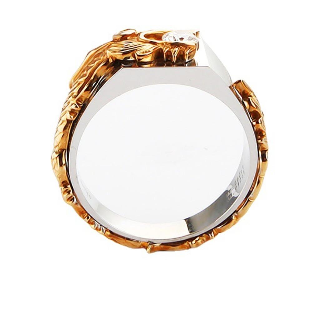 Dragon Ring 18k Gold Plated Rhinestone Unisex Bold Dragon Head Design Stylish Jewelry for Men and Women