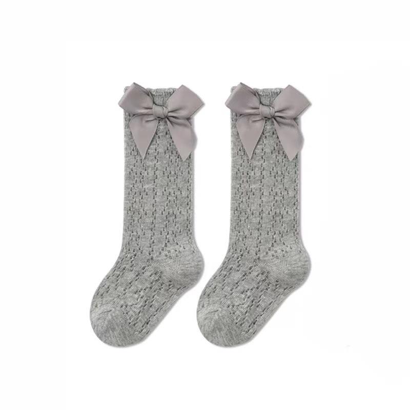 Breathable Mesh Baby Princess Knee-High Bowknot Socks - Mosquito-Proof Summer Wear