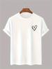 Unisex elastisches bequemes einfaches T-Shirt mit Herzaufdruck, Rundhalsausschnitt, Kurzarm