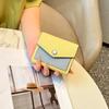 New Palm Patterned Cowhide Color Blocked Short Three Fold Wallet Genuine Leather Wallet Color Matching Leather Clip Color Blocking Card Bag