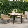 5-Piece Garden Furniture Set, 4 Chairs, 1 Table, Synthetic Rattan, Steel Frame, Washable Cushions, for Patio, Khaki