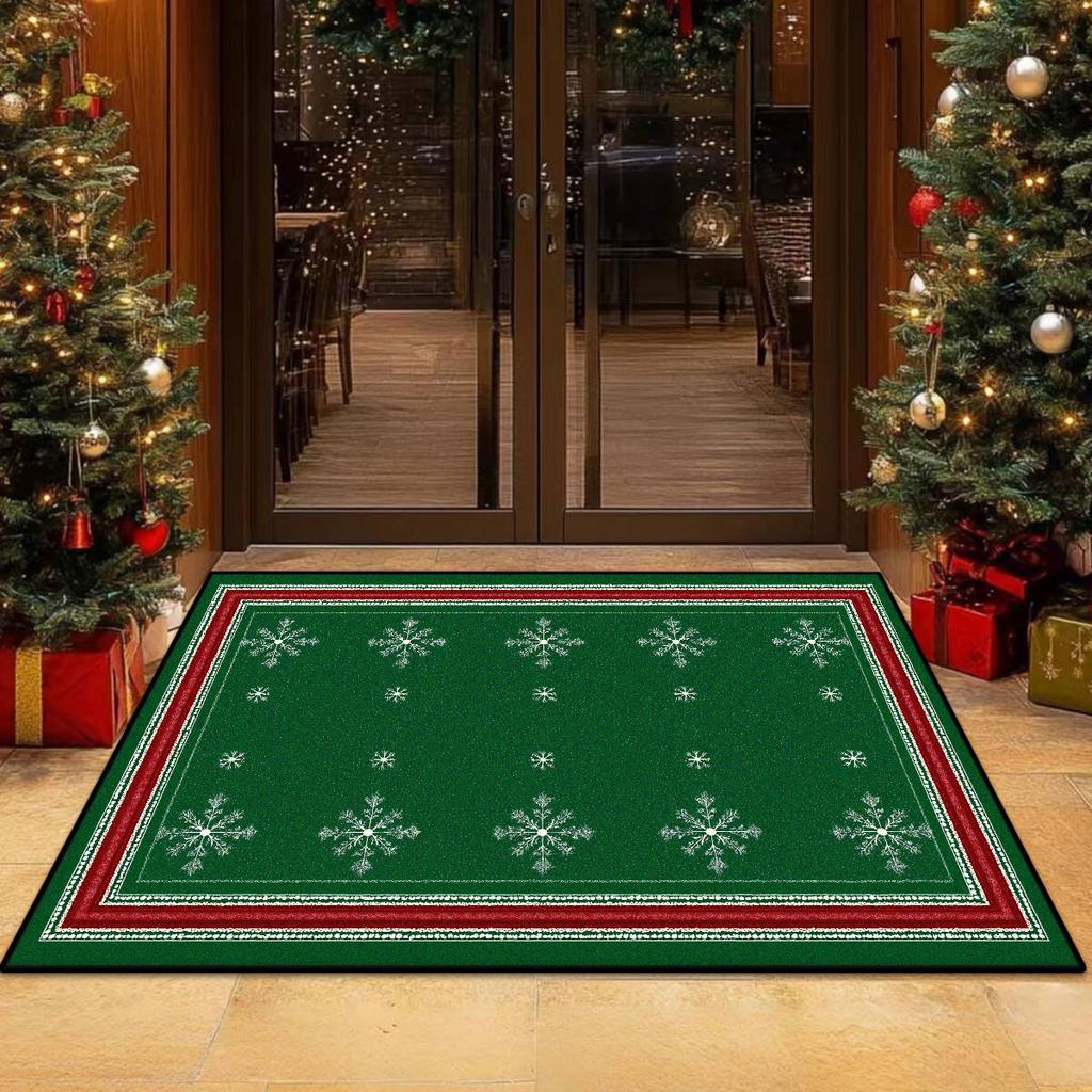 Christmas Tree Pattern Non-slip Entrance Door Mat Easy Cleaning Large Size Living Room Rugs Soft Red Green Room Decor Carpet