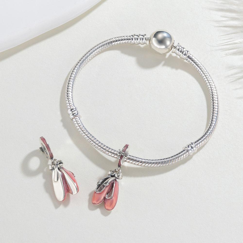 New Copper Charm Pink Ballet Shoe Pendant Jewellery Making Ideal For Classic Bracelets Women Fashion Jewellery Do It Yourself Gifts