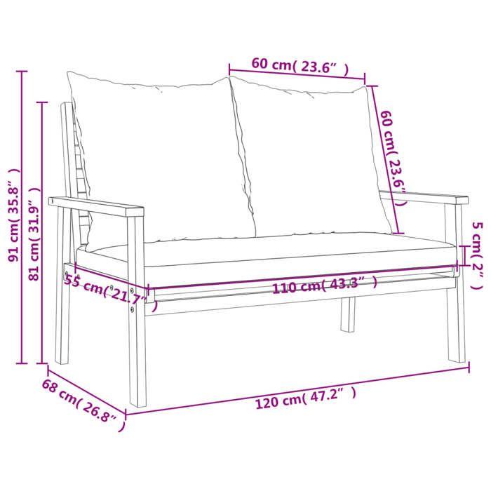 VidaXL Ensemble de Jardin avec Coussin, Sièges et Table de Patio, Ensemble de Meubles, Mobilier de Terrasse Extérieur, Bois 366382