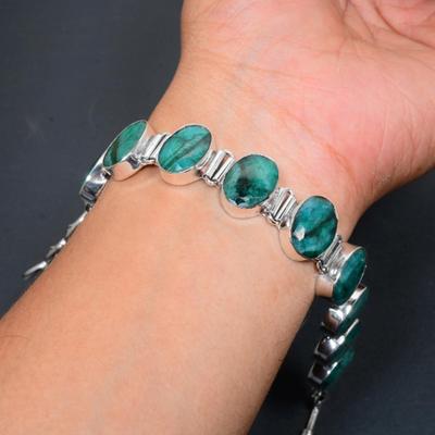Smaragdarmband, Smaragd handgemachtes 925 Sterling Silber Armband, Armband für Jubiläumsgeschenke, Hochzeitsgeschenke, Muttertagsgeschenk Armband