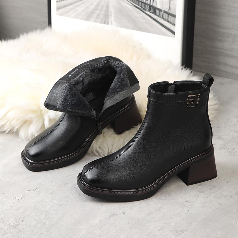 Fashion AIYUQI Women Dress Boots Winter 2025 New Genuine Leather Women Ankle Boots Natural Wool Warm Winter Shoes Boots Ladies