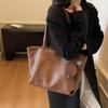 Large-capacity bag women's autumn and winter simple and versatile shoulder retro bag textured commuter tote bag