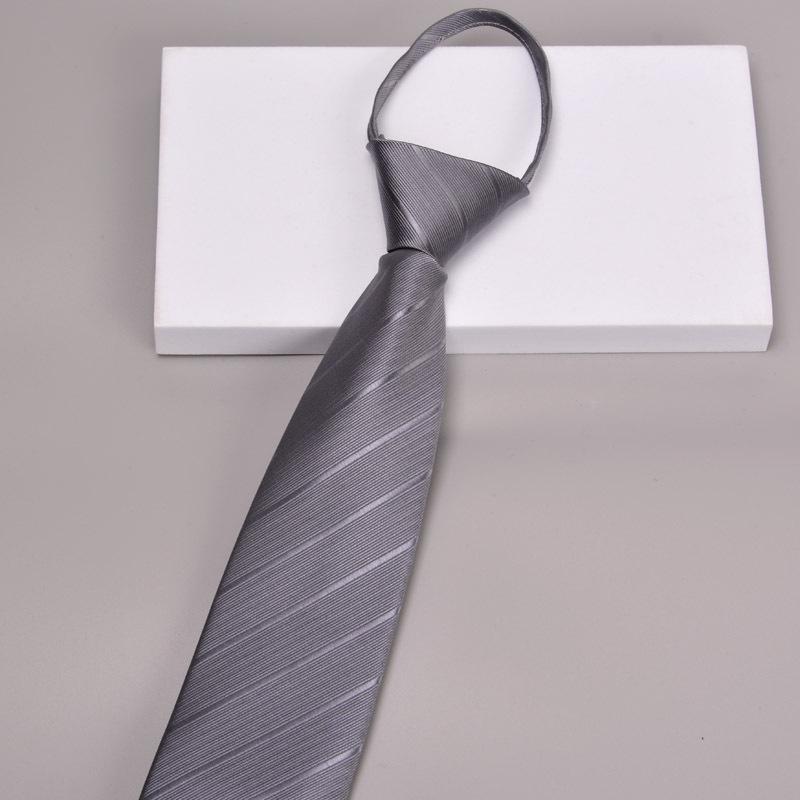 Krawatte Herren Reißverschluss Knotenfrei Klassisch Blau Schwarz Burgunder Einfarbig Gestreift Anzug Kleid Kragen