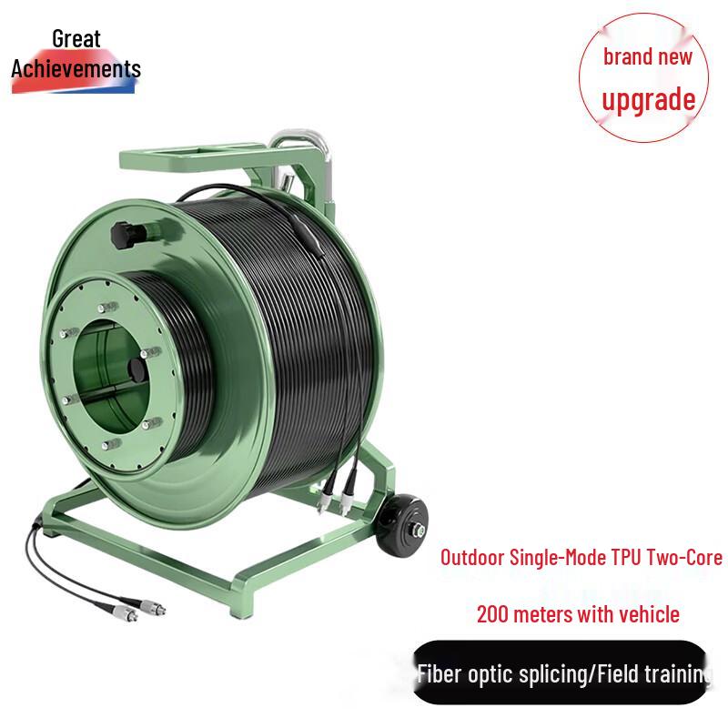 TPU Flexible Portable Armored Fiber Optic Field Cable with Reel Stand