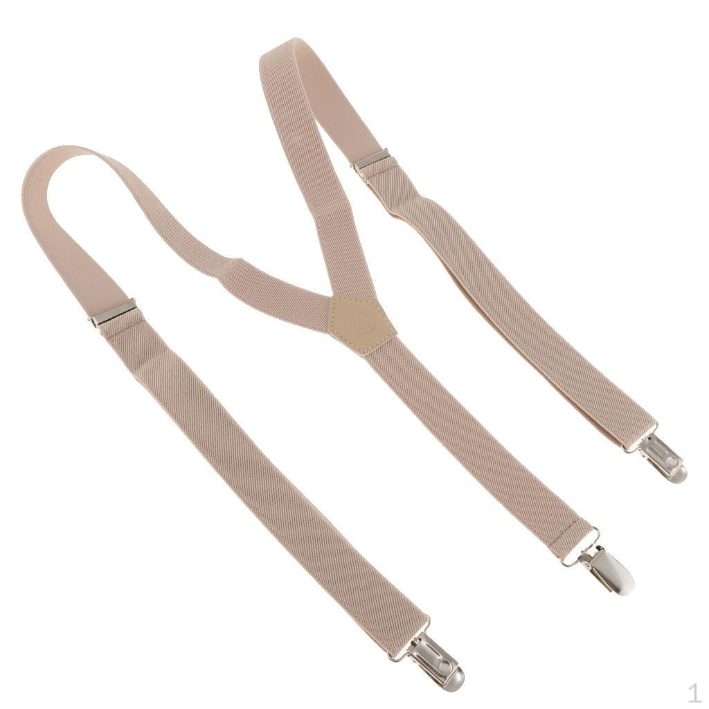 For Men 3 Clips Wide Y Back Elastic Suspenders Strong Metal