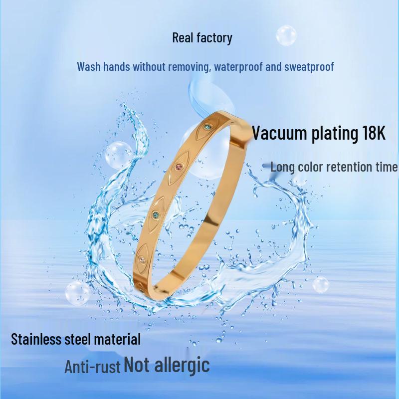 Gold Titanium Stainless Steel Bracelet: Niche Design, Light Luxury, Waterproof & Colorfast for Summer
