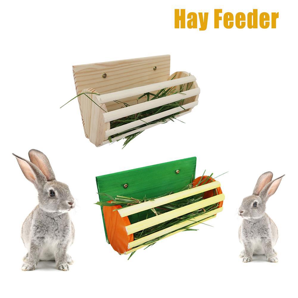 Rabbit Wooden Hay Rack Stand Grass Fodder Holder Pet Feeder For Chinchilla Guinea Pig