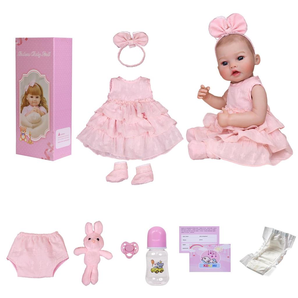 18 Inch Lifelike Reborn Bady Doll Full Silicone Vinyl with Visible Veins Newborn Dolls Early Educational Toys Toddler Birthday Gifts