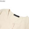 ZANZEA Damen Kurzarm Bluse und Hose Sommer Zweiteiler Anzugsets