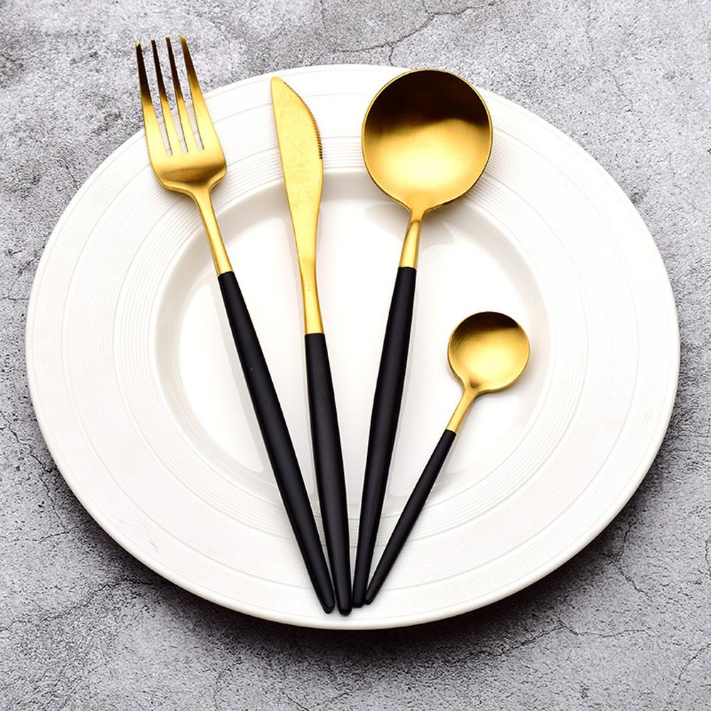 Ensemble de couverts antidérapants à bord lisse, poignée confortable, ensemble de couteaux et fourchettes en acier inoxydable 304, idéal pour la maison et le Restaurant, 4 pièces