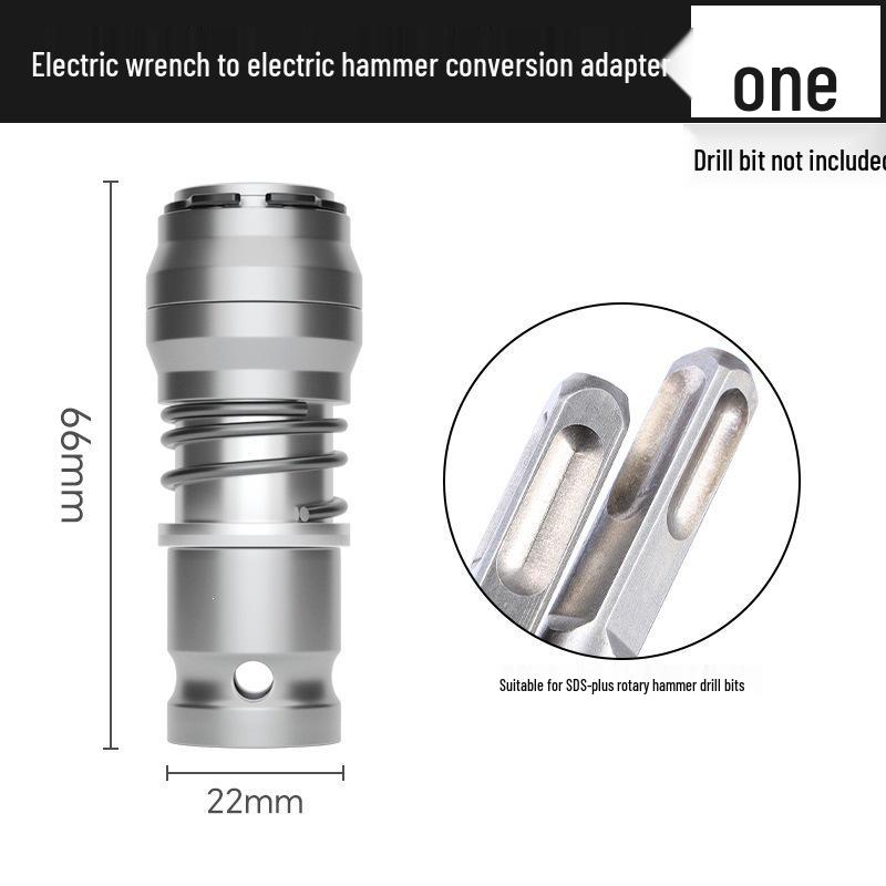 Universal Electric Wrench To Rotary Hammer Converter with Square and Round Handles, Two-Groove Drill Bit Adapter