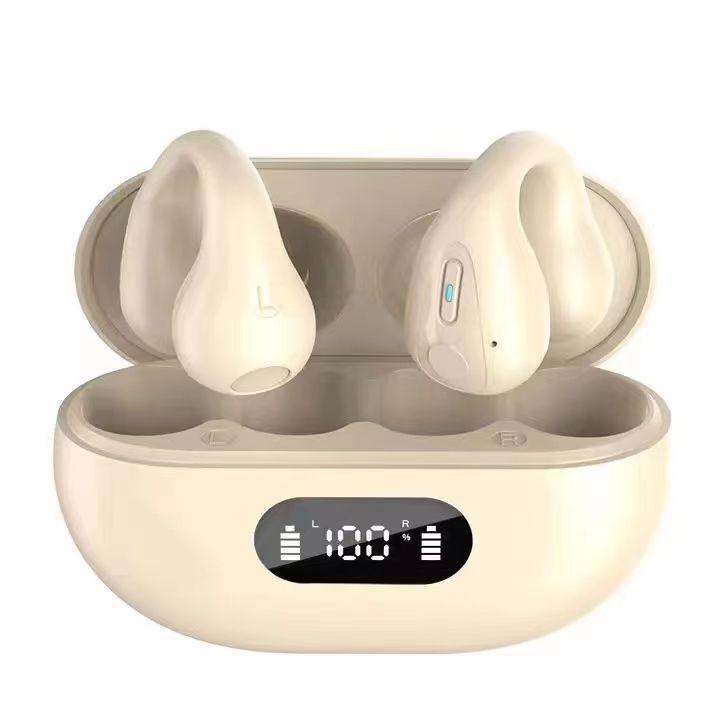 BH18 Low Power AI Dual Ear Clip Ear-Hook Bluetooth 5.3 Earphones with Digital Display