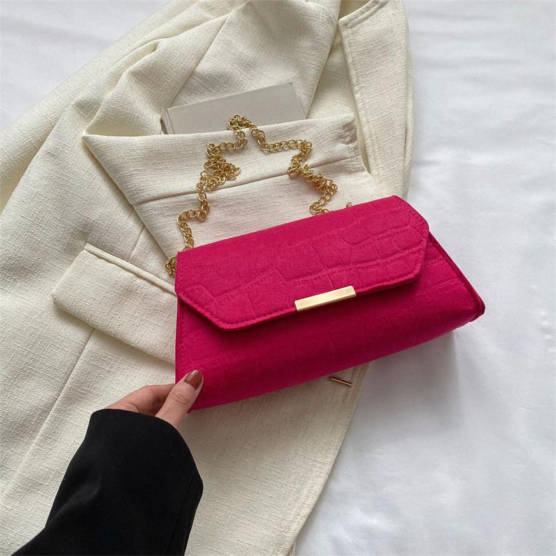 Fashionable Retro Crossbody Bag For Women Stylish Simple Shoulder Tote In Black Orange Green Caramel And Fuchsia Fuchsia