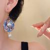 Flower Vintage Earrings Pearl Pendant Chinese Style Earrings Fashion Cloisonne Drop Earrings  Hanfu