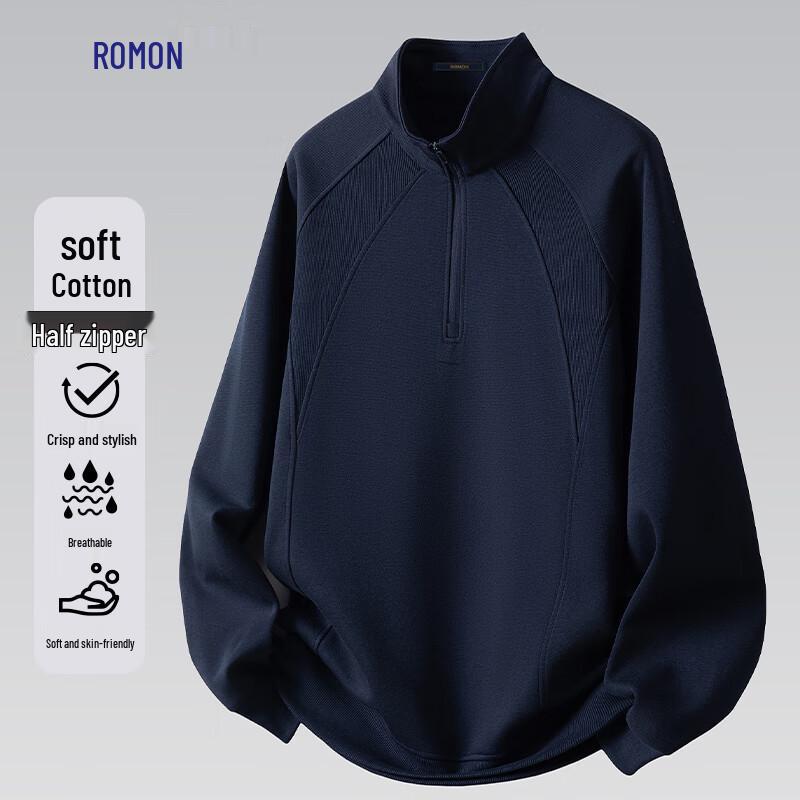 

ROMON Men s Half-Zip Stand Collar Pullover Sweatshirt XL
