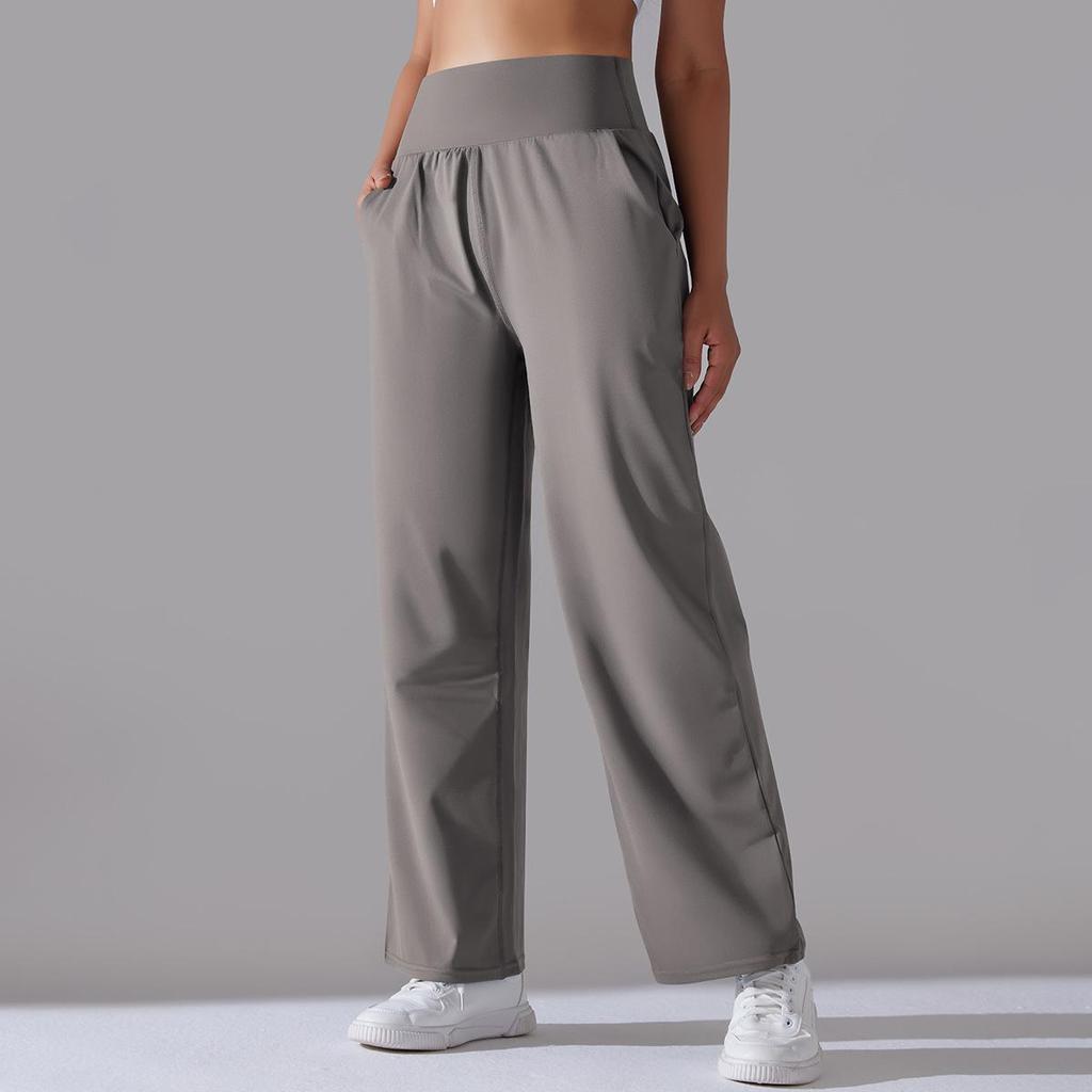 New nude polished high waist yoga sports wide leg pants show high loose casual breathable yoga pants women
