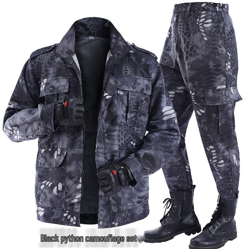 Îmbrăcăminte de lucru tactică camuflaj piton negru: Echipament durabil de protecție la muncă pentru reparații auto pentru bărbați, pentru toate anotimpurile.