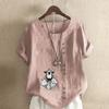 Women's Fashion Animals Prined Short Sleeve T-shirt Loose Cotton Shirt Casual Loose Summer Blouse Tops Plus Size