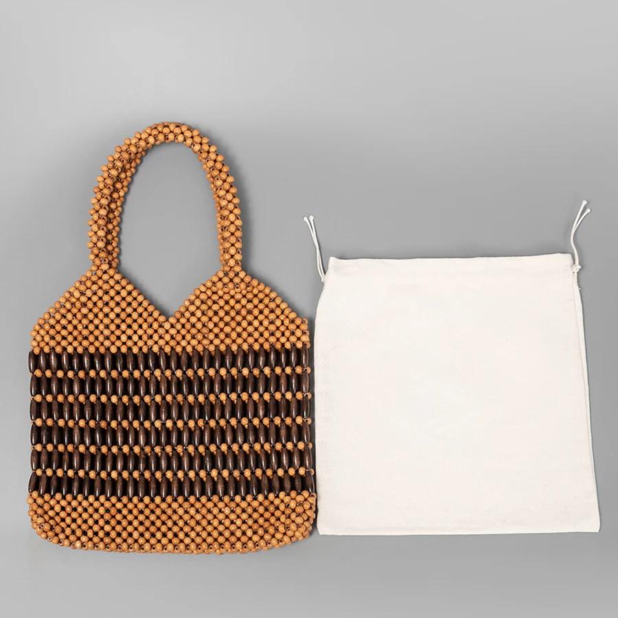 Fashion Hand-knitted Hollw Out Clutch Bead Woven Purse and Handbags Vintage Patchwork Shoulder Bag Female Summer Beach Totes Sac