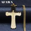 Christian Big Cross Pendant Necklace Stainless Steel Male Gold Color Chain Necklaces for Men Jewelry Collar Hombre N2049S02
