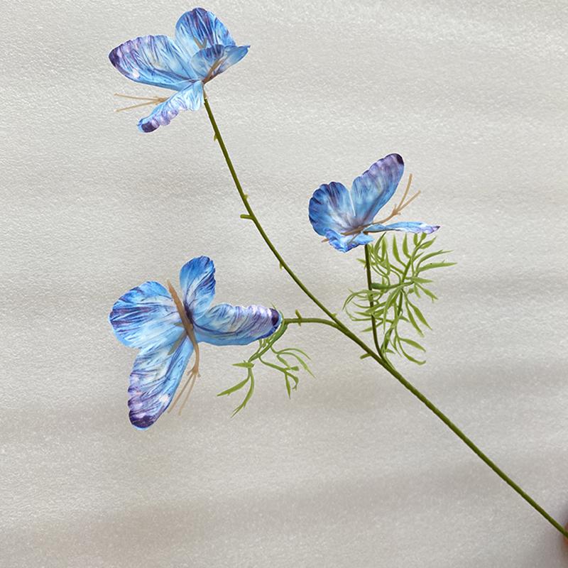 Three-Head Butterfly Artificial Flowers for Wedding Decorations and DIY Floral Arrangements