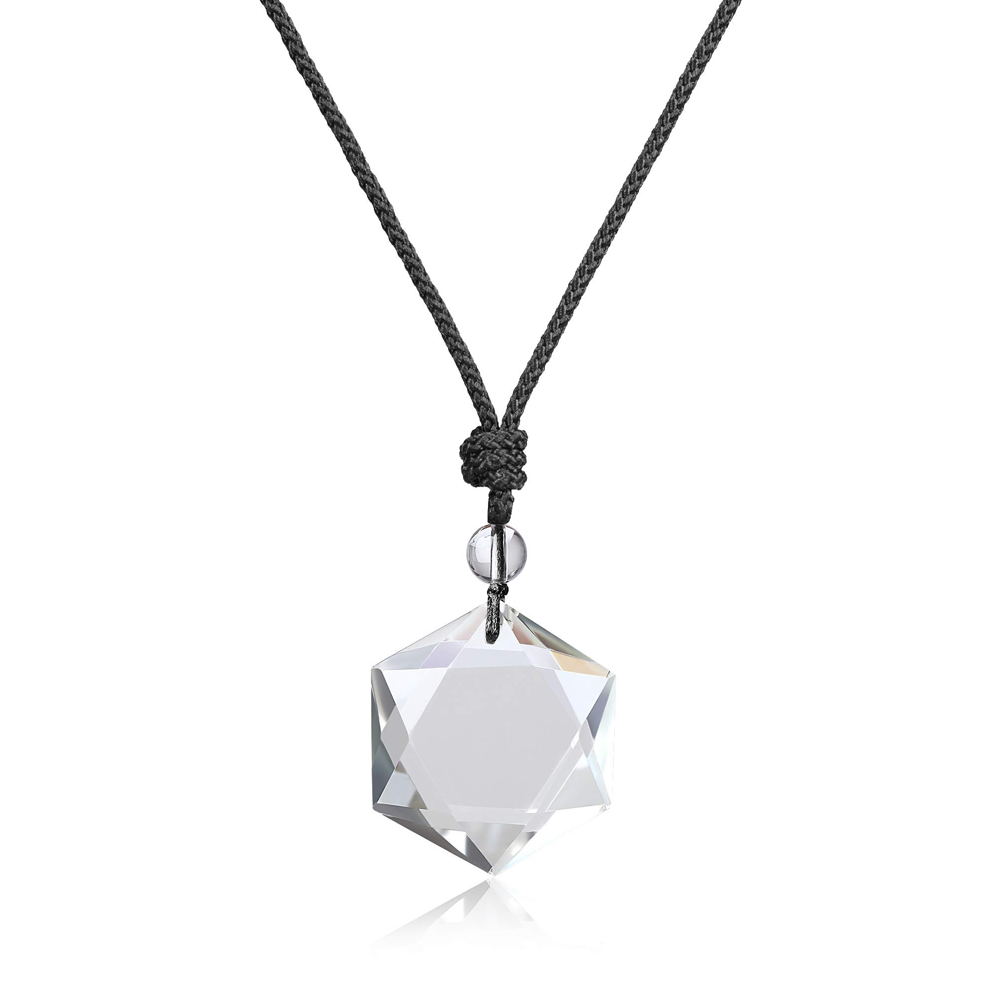 

Hexagram Crystal April Birthstone Purification Amulet Power Stone Pendant for Men and Adjustable Length [Koai] Women,