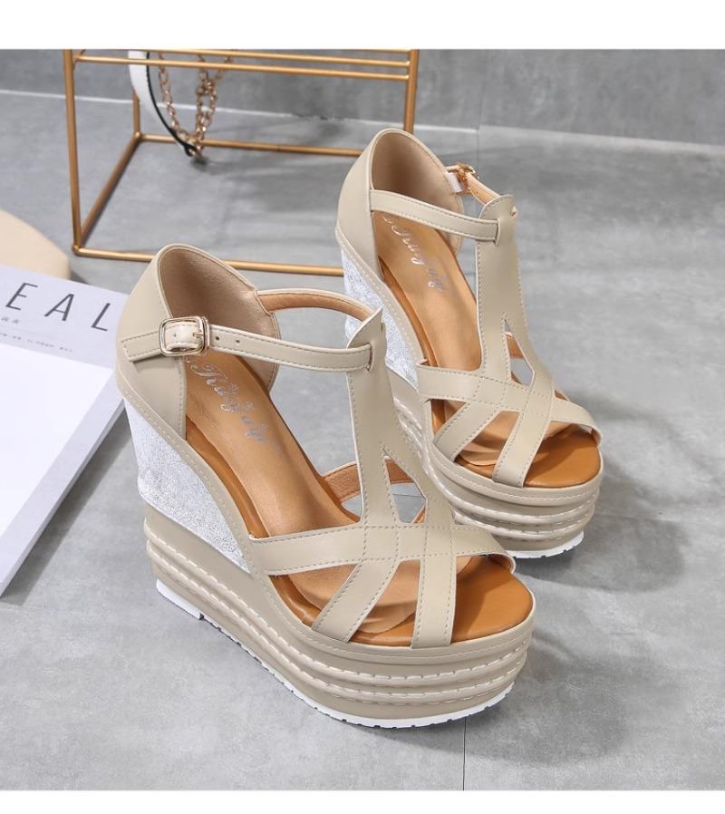 Fashion Sexy Ultra-High Wedge Bohemian Sandals - Peep Toe Platform Waterproof Small Sizes for Nightclub luxury sandals women designers