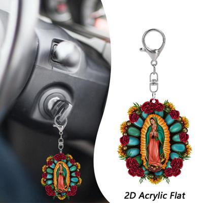 Keychain Our Lady of Guadalupe Acrylic Keychain with Hanging Chain Car Rearview Mirror Keys Backpacks Decorative Accessories