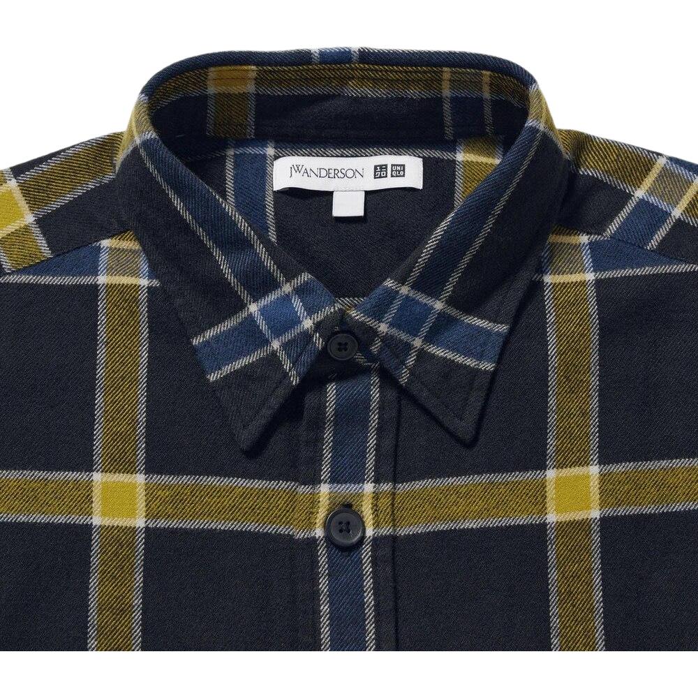 UNIQLO JW Anderson Checkered Button Flannel Long Sleeve Shirt Men shirts Black 462143-09