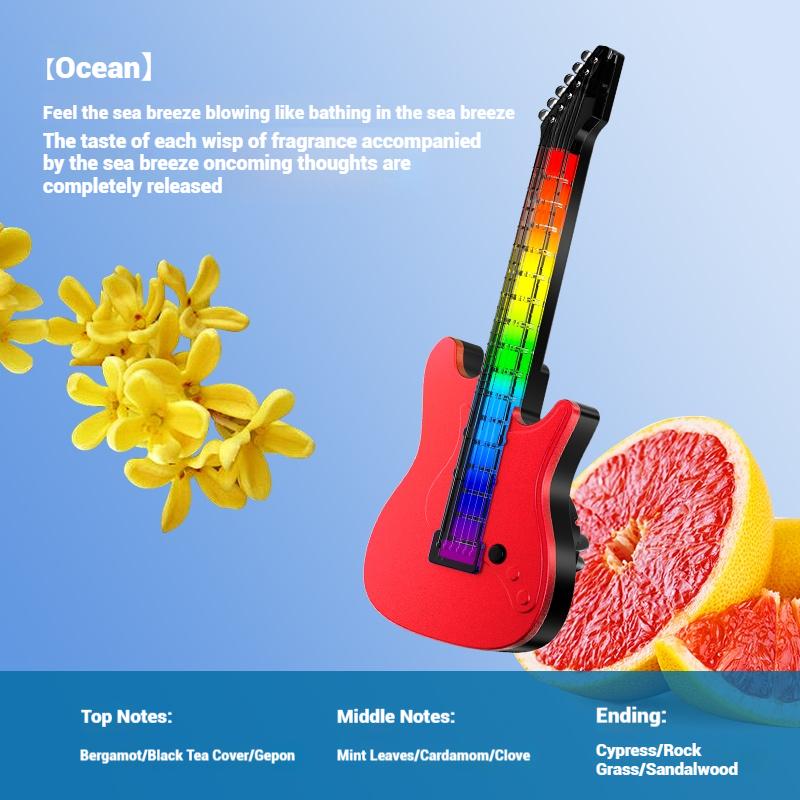 Mini Guitar Shape Aromatherapy Diffuser Rotating Long-lasting Fragrance Air Freshener Vent Light-controlled sound-picking lamp