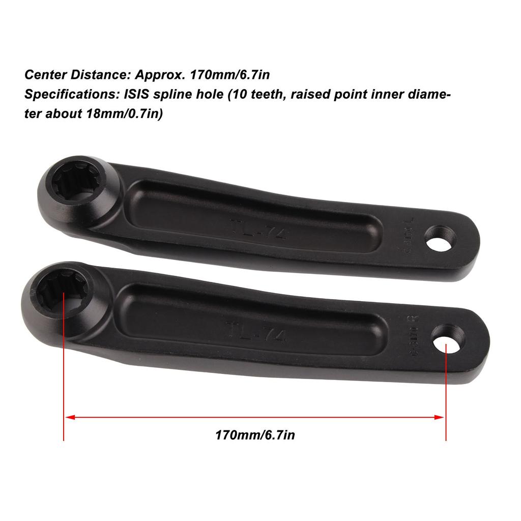2PCS Crank Arm Set 170mm Aluminum Alloy ISIS Electric Cycle Mid Motor Cranks Essential Parts