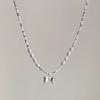 Broken Silver Pearl Bow Necklace Women's Light Luxury Versatile Cold Wind Niche High-end Collarbone Chain Jewelry
