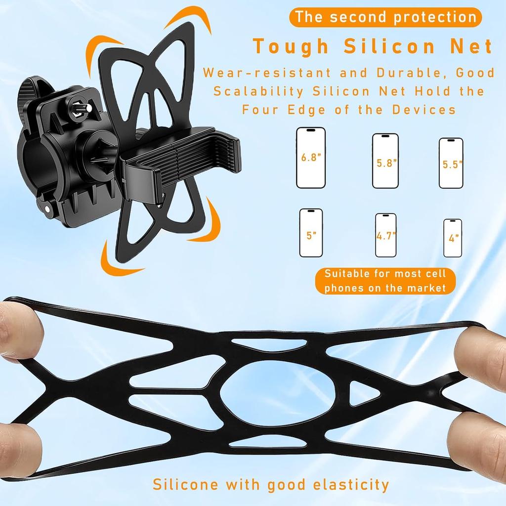 Ziciner 3 PCS Bike Phone Mount Holder Band, Elastic Smart Phone Security Silicone Strap for Motorcycle Bike Phone Mount, Universal Bike Accessories
