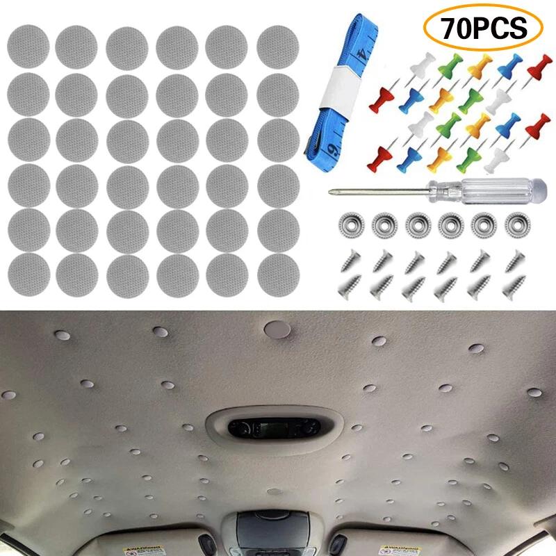 70PCS Car Roof Lining Liner Repair Kit Fix Sagging Headliner Pins Buckle Rivet Durable Automotive Top Lining Repair Kit