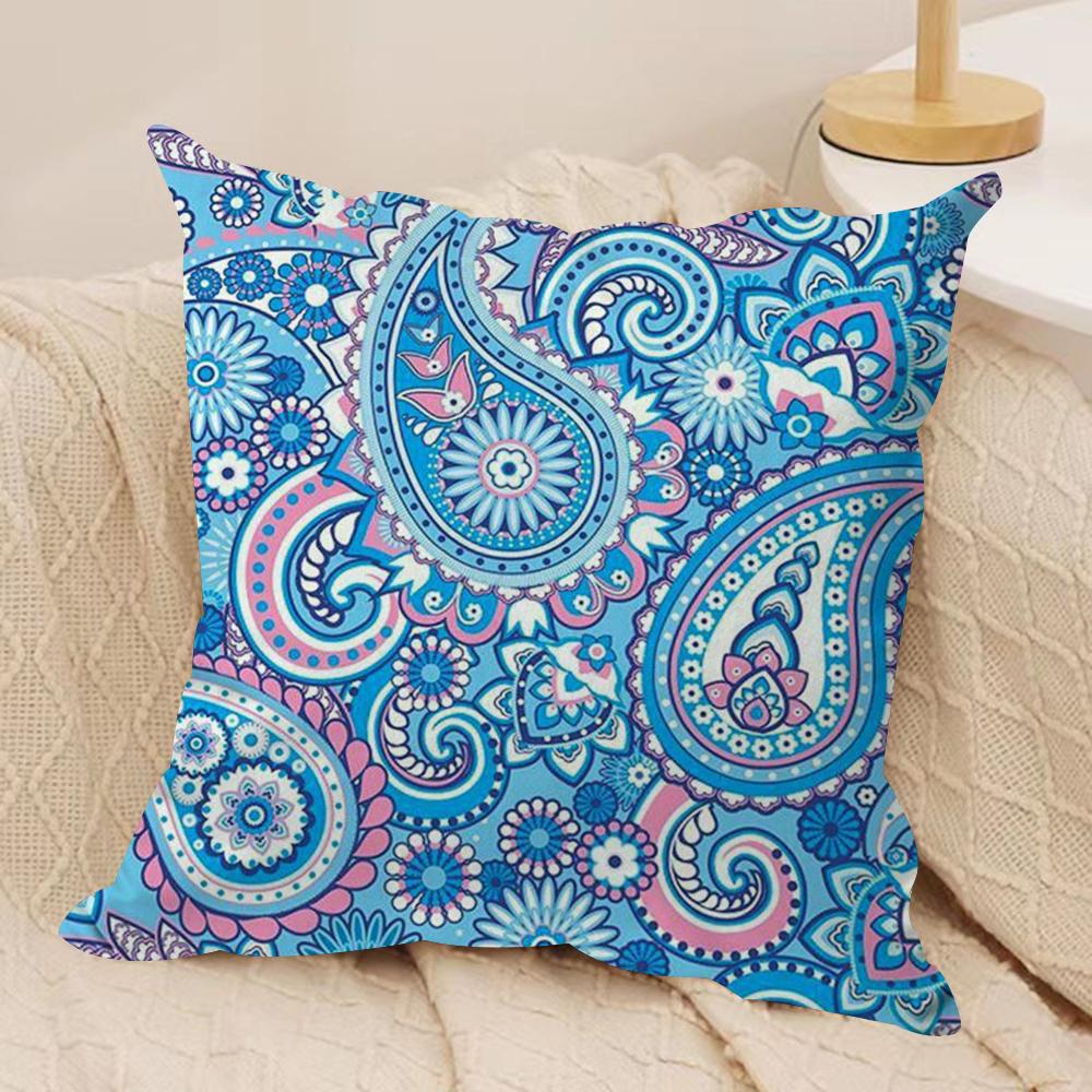 Painted Designp-Paisleys Cushion Cover Soft Plush Fabric Double-Sided Printed Sofa Cushion Cover For All Seasons Home Decor Gift