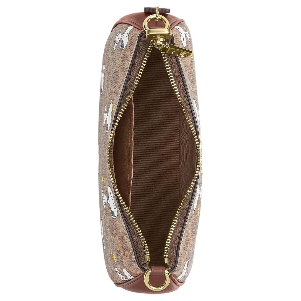 Coach Peanuts Teri 24 Brand Logo Coated Canvas Shoulder Bag Medium Women Shoulder Bag Brown CBJ88-IMY3O