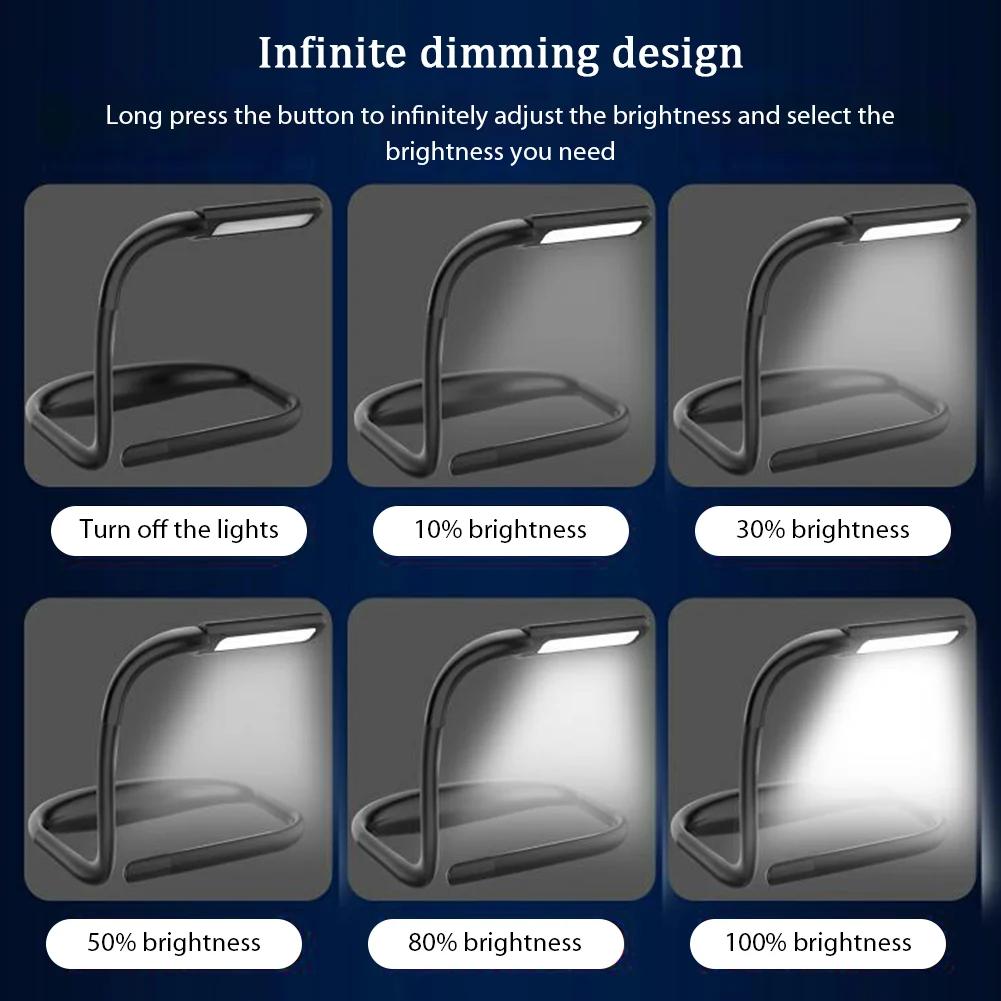LED Desktop Reading Light USB Charging Hanging Neck Reading Light 3 Light Colors Dimmable for Running Walking Camping Studying