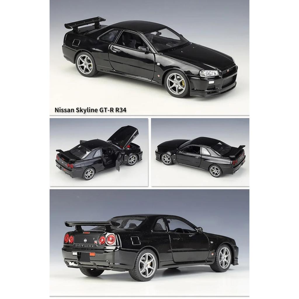 Welly 1/24 Nissan Skyline GTR R34 Alloy Sports Car Model Simulation Diecast Metal Toy Racing Car Model Collection Childrens Gift