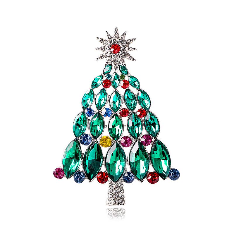 

New Green Diamond Stylish Christmas Tree Brooch, Winter Versatile Coat Sweater Corsage Pin