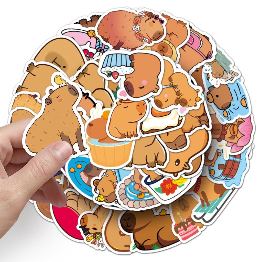 50 Capybara Cartoon Stickers: Cute Animal Decoration for Stationery and Phone