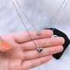 Herzförmige Doppellagige Halskette für Frauen mit Einem Herzen und Einem Diamanten Temperamentvolles Schmuckstück Vielseitige Accessoires Kurze Schlüsselbeinkette