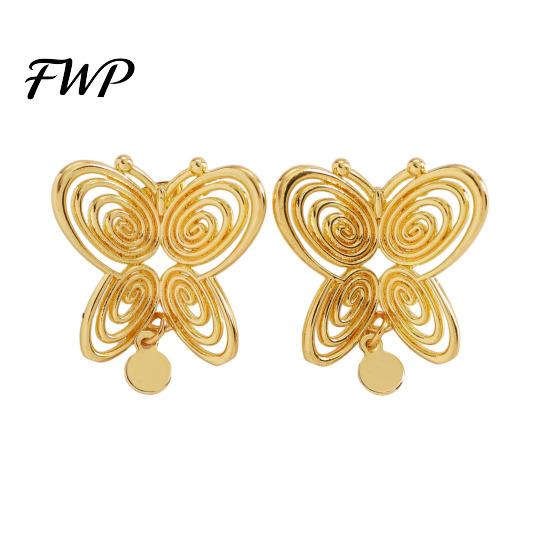 Commuting Earrings 1 Pair Stud Hollow Spiral Butterfly Design Non-Slip Drop Lightweight Stable Jewelry Accessory Women золотистый